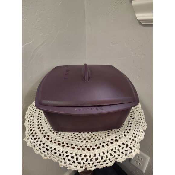 Epicure Multipurpose Steamer 3 Piece Silicone  Deep Purple Microwave Casserole - Picture 1 of 11